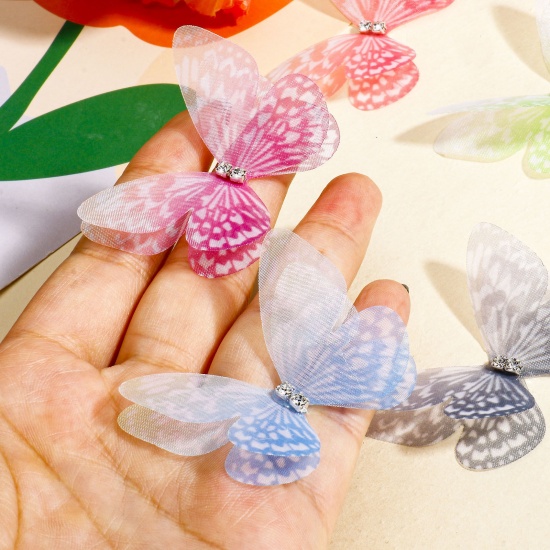 Immagine di 20 Pz Organza Eterea Farfalla Accessori per materiali artigianali fatti a mano fai-da-te Multicolore Colore Sfumato 5cm x 3.5cm