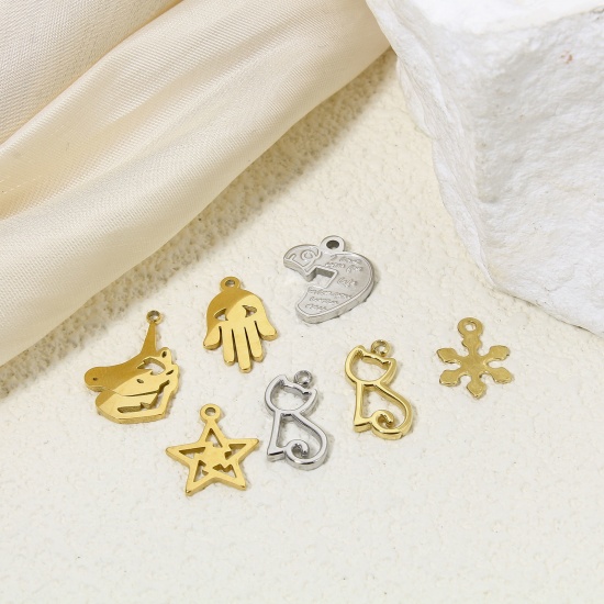 Picture of Eco-friendly Vacuum Plating 304 Stainless Steel Exquisite Charms Multicolor Snowflake