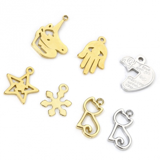 Picture of Eco-friendly Vacuum Plating 304 Stainless Steel Exquisite Charms Multicolor Snowflake
