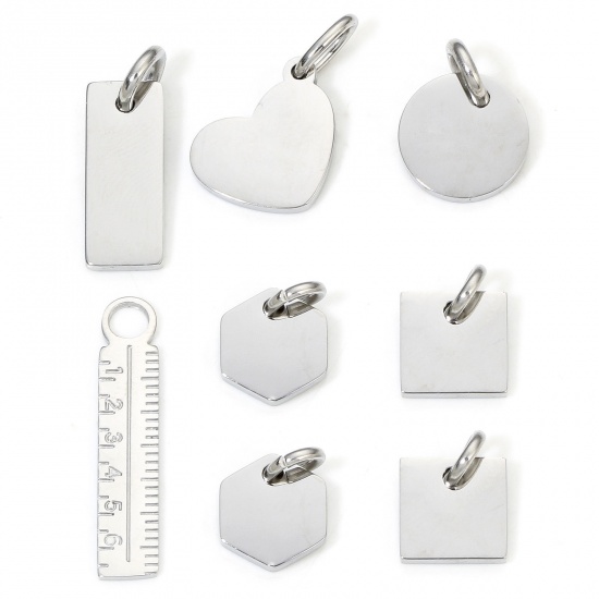 Immagine di Eco-friendly 304 Stainless Steel Simple Charms Silver Tone Geometric Smooth Blank