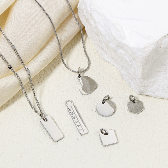 Immagine di Eco-friendly 304 Stainless Steel Simple Charms Silver Tone Geometric Smooth Blank