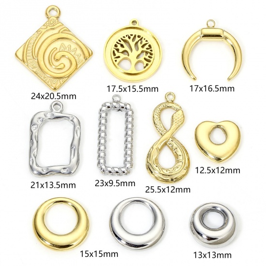 Immagine di Eco-friendly Vacuum Plating 304 Stainless Steel Geometric Charms Multicolor Circle Chubby Ring Hollow