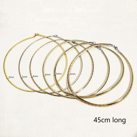 1 Piece 304 Stainless Steel Omega Chain Collar Neck Ring Necklace For DIY Jewelry Making 45cm(17 6/8") long の画像