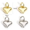 Bild von 2 Stück Umweltfreundlich Messing Valentinstag Charms Echtgold plattiert Herz 3D 12mm x 8mm