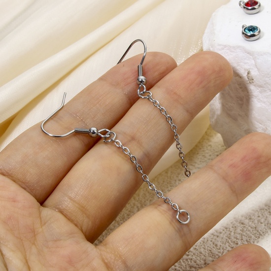 Immagine di Eco-friendly 304 Stainless Steel Simple Ear Wire Hooks Earrings For DIY Jewelry Making Accessories Hook Multicolor Tassel