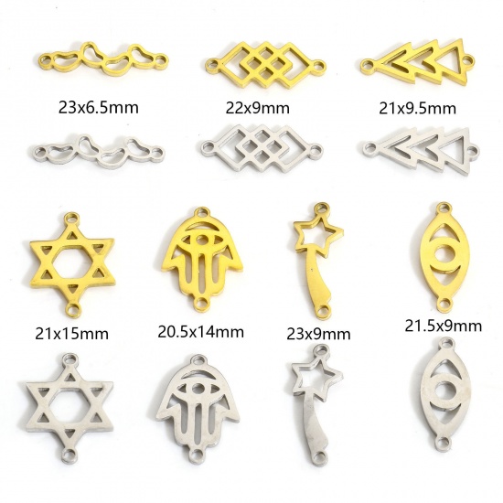 Picture of 2 PCs Vacuum Plating 304 Stainless Steel Connectors Charms Pendants