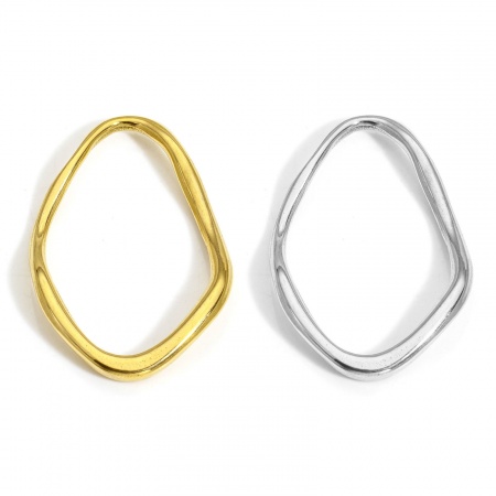 Vacuum Plating 304 Stainless Steel Connectors Charms Pendants Oval 4.6cm x 3cm