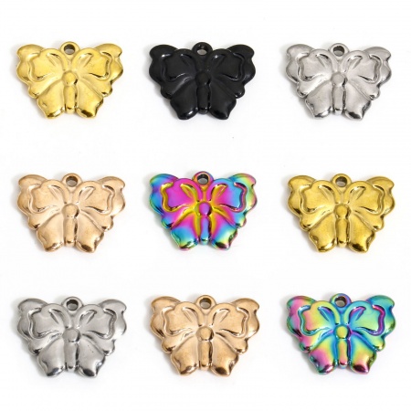 Vacuum Plating 304 Stainless Steel Charms Butterfly Animal 20.5mm x 16mm