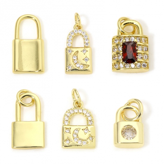 Picture of Eco-friendly Brass Charms 18K Real Gold Plated Lock