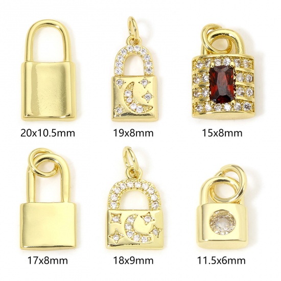 Immagine di 1 Piece Eco-friendly Brass Charms 18K Real Gold Plated Lock