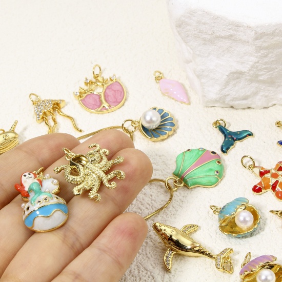 Immagine di 1 Piece Eco-friendly Brass Ocean Jewelry Charms 18K Real Gold Plated Multicolor Enamel