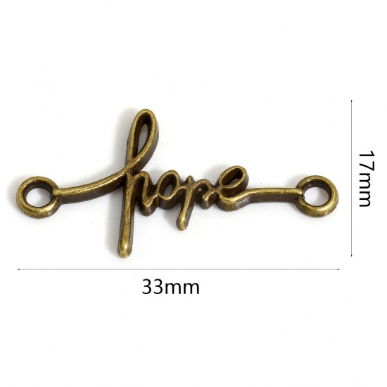 Picture of Zinc Based Alloy Positive Quotes Energy Connectors Charms Pendants Multicolor English Vocabulary Message " Hope " 33mm x 17mm
