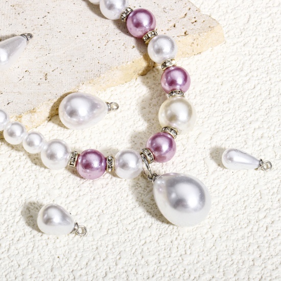 Picture of ABS Charms Drop White High Luster Imitation Pearl