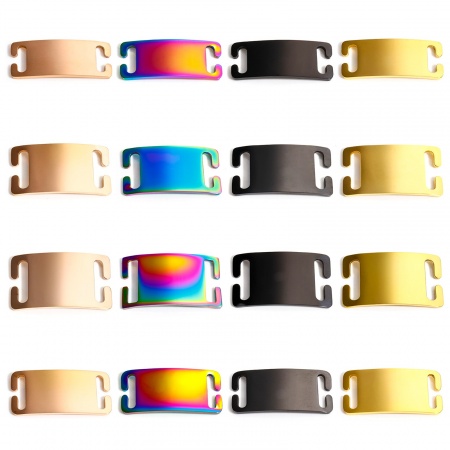 2 PCs 304 Stainless Steel Pet ID Dog Collar Name Tag Blank Stamping Tags Connectors Charms Pendants Rectangle Mirror Polishing