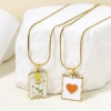 Picture of Eco-friendly Vacuum Plating 304 Stainless Steel Stylish Charms Gold Plated Multicolor Oval Rhombus Enamel
