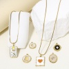 Picture of Eco-friendly Vacuum Plating 304 Stainless Steel Stylish Charms Gold Plated Multicolor Oval Rhombus Enamel