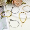 Bild von 1 Strang Vakuumbeschichtung 304 Edelstahl Handgefertigte Gliederkette Armband Strickt 17.5cm lang