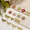 Image de 1 Pièce Breloques en 304 Acier Inoxydable Respectueux de la Nature Style Pastoral Abeille Doré Multicolore Fleurs de Soleil Émail à Strass Transparent