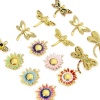 Image de 1 Pièce Breloques en 304 Acier Inoxydable Respectueux de la Nature Style Pastoral Abeille Doré Multicolore Fleurs de Soleil Émail à Strass Transparent