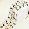 Picture of Vacuum Plating 304 Stainless Steel & Gemstone Link Cable Chain Anklet 18K Gold Plated
