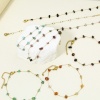 Picture of Vacuum Plating 304 Stainless Steel & Gemstone Link Cable Chain Anklet 18K Gold Plated