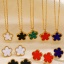 Bild von 1 Strang Umweltfreundlich Natürliche Pastoral Exquisit 18K Gold plattiert Bunt 304 Edelstahl & Acryl Erbskette Kette Blumen Anhänger Halskette Für Frauen Party