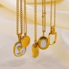Picture of Eco-friendly Vacuum Plating Simple & Casual Stylish 18K Gold Plated 304 Stainless Steel Rolo Chain Rectangle Message " GOOD LUCK " Pendant Necklace For Women
