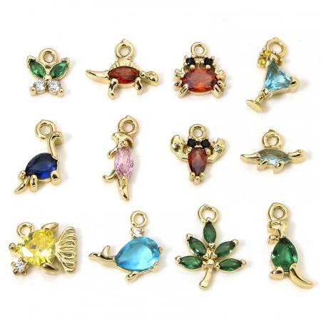Eco-friendly Brass Charms 18K Real Gold Plated Animal Leaf