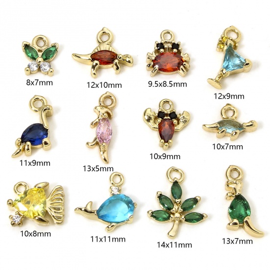 Immagine di 1 Piece Eco-friendly Brass Charms 18K Real Gold Plated Animal Leaf