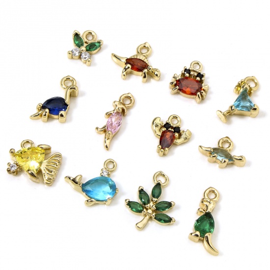 Picture of 1 Piece Eco-friendly Brass Charms 18K Real Gold Plated Animal Leaf