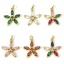 Picture of Eco-friendly Brass Charms 18K Real Gold Plated Flower Multicolor Rhinestone 22mm x 17mm