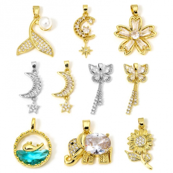 Immagine di 1 Piece Brass Charms Multicolor Butterfly Animal Moon