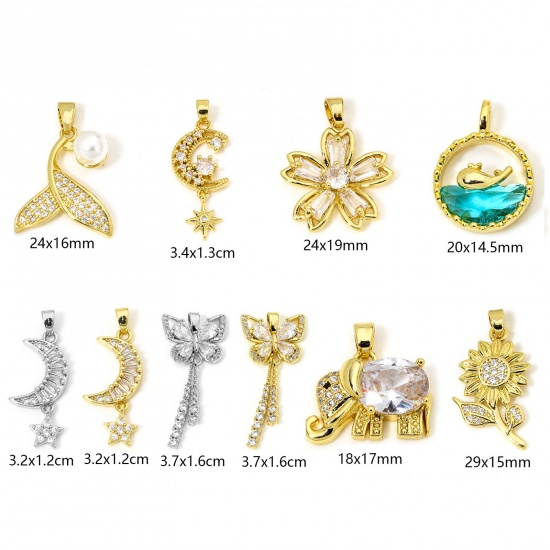 Immagine di 1 Piece Brass Charms Multicolor Butterfly Animal Moon