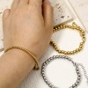 Picture of Vacuum Plating 304 Stainless Steel Beaded Chain Bracelets With Lobster Claw Clasp And Extender Chain