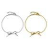 Picture of Vacuum Plating 304 Stainless Steel Flat Snake Chain Bracelets Bowknot With Lobster Claw Clasp And Extender Chain 16cm(6 2/8") long