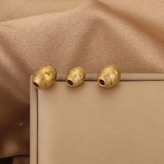 Immagine di 2 Pz Placcatura Sottovuoto 304 Acciaio Inossidabile Perline per la Creazione di Gioielli con Ciondoli Fai-da-te Barile Placcato Oro 18K Intagliato Polvere di Stelle