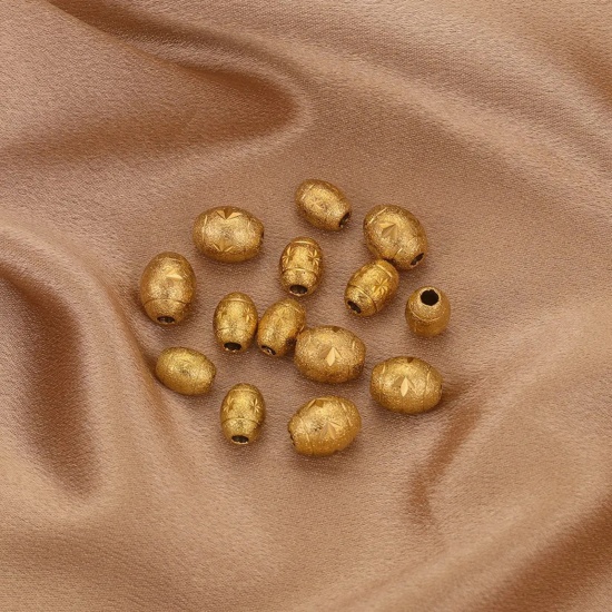 Immagine di 2 Pz Placcatura Sottovuoto 304 Acciaio Inossidabile Perline per la Creazione di Gioielli con Ciondoli Fai-da-te Barile Placcato Oro 18K Intagliato Polvere di Stelle