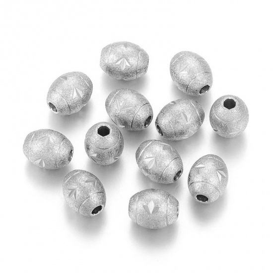 Image de 2 Pcs Perles pour DIY Fabrication de Bijoux en 304 Acier Inoxydable Placage sous Vide Tonneau Plaqué Or 18K Motif Sculpté Amas Stellaire