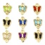 Imagen de 10 Unidades Latón & Vidrio Insecto Conectores Dijes Colgantes Chapado en Oro Multicolor Mariposa 11mm x 7mm