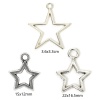 Image de 20 PCs Zinc Based Alloy Galaxy Charms Antique Silver Color Pentagram Star Hollow