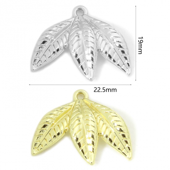 Picture of 10 PCs Zinc Based Alloy Charms Multicolor Leaf 22.5mm x 19mm