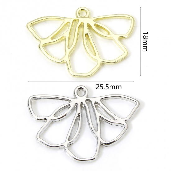 Picture of 10 PCs Zinc Based Alloy Charms Multicolor Leaf Flower Hollow 25.5mm x 18mm