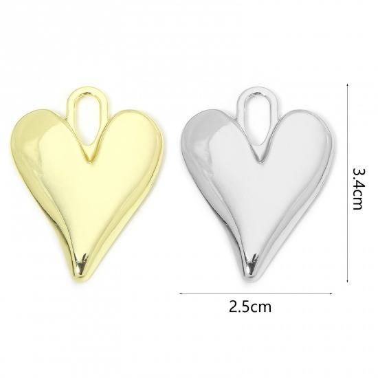 Picture of 5 PCs Zinc Based Alloy Valentine's Day Pendants Multicolor Heart Smooth Blank 3.4cm x 2.5cm