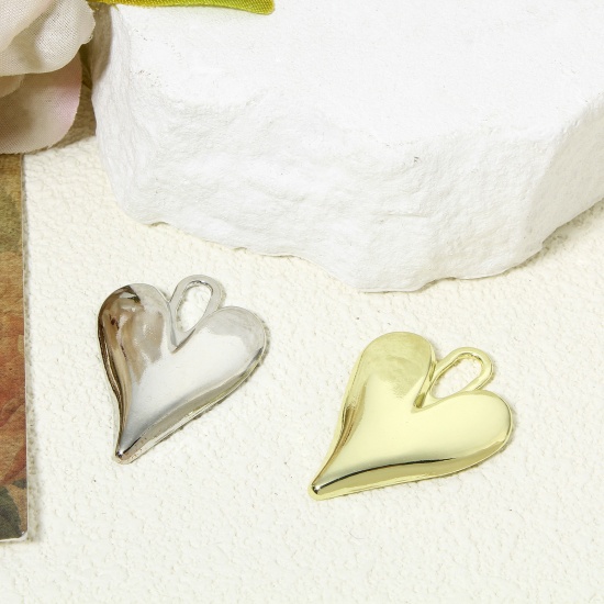Immagine di 5 PCs Zinc Based Alloy Valentine's Day Pendants Multicolor Heart Smooth Blank 3.4cm x 2.5cm