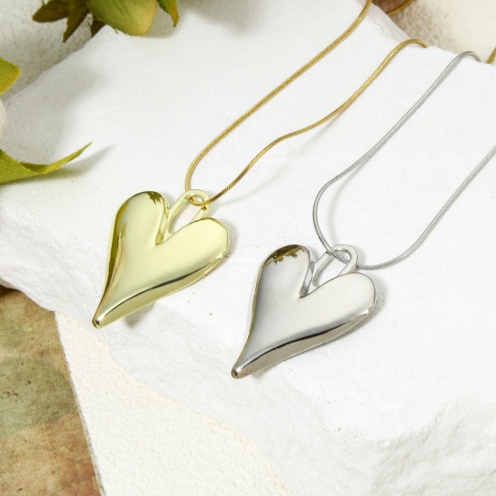 Picture of 5 PCs Zinc Based Alloy Valentine's Day Pendants Multicolor Heart Smooth Blank 3.4cm x 2.5cm