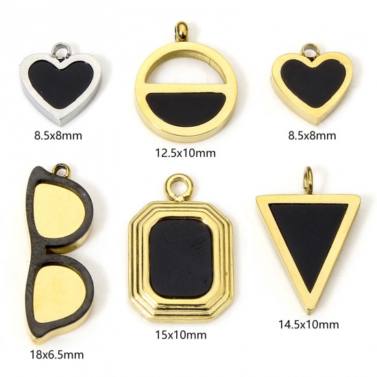 Immagine di Eco-friendly Vacuum Plating 304 Stainless Steel & Acrylic Simple Charms Multicolor Black Heart Geometric