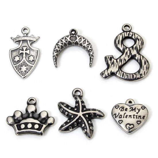 Immagine di Eco-friendly 304 Stainless Steel Retro Charms Gunmetal Crown