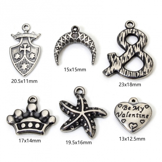 Immagine di Eco-friendly 304 Stainless Steel Retro Charms Gunmetal Crown