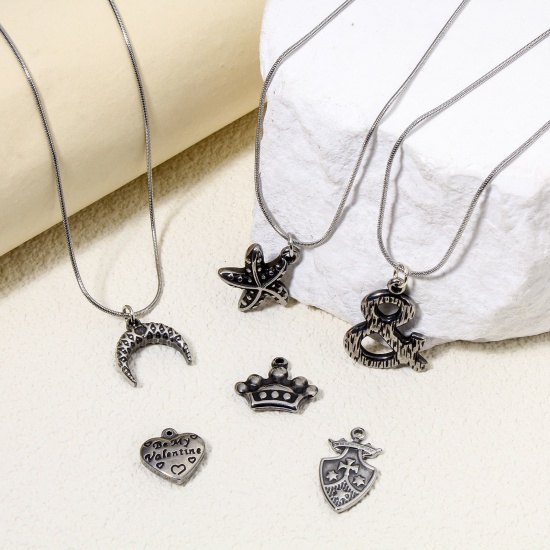 Immagine di Eco-friendly 304 Stainless Steel Retro Charms Gunmetal Crown