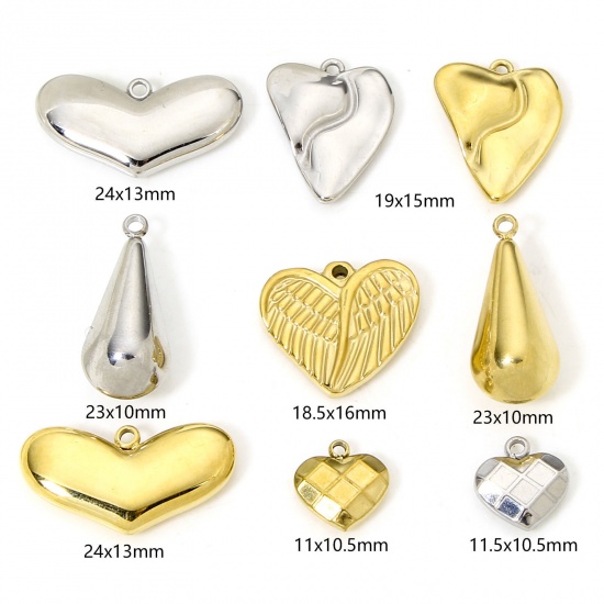 Immagine di Eco-friendly Vacuum Plating 304 Stainless Steel Stylish Charms Multicolor Heart